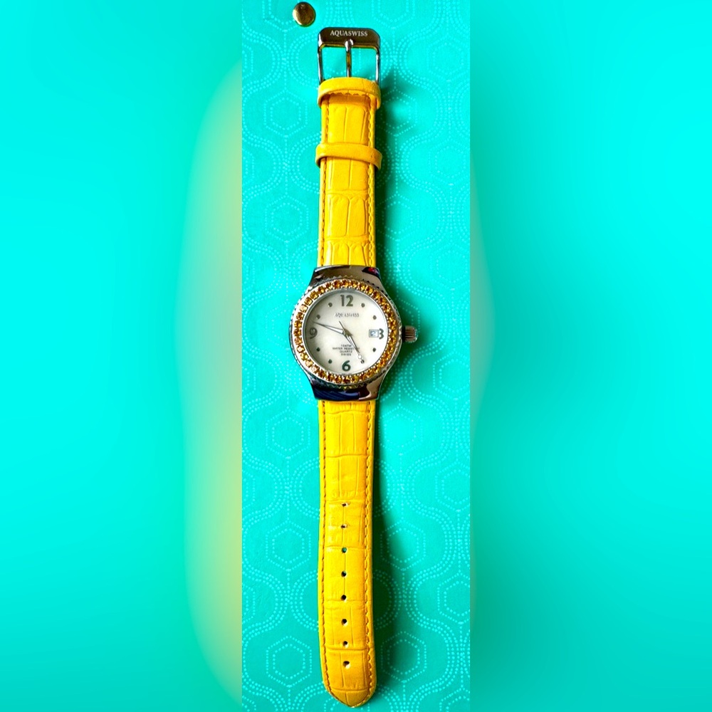 AquaSwiss Watch Swiss Quartz Movement with Yellow Citrines